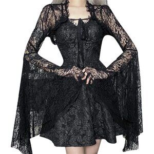 Women's Black Evening Dresses Short Cardigan Top Trad Goth Shawls And Wraps